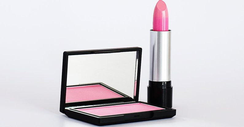 Lipstick - Close-Up Photo of Pink Lipstick and Blush-On